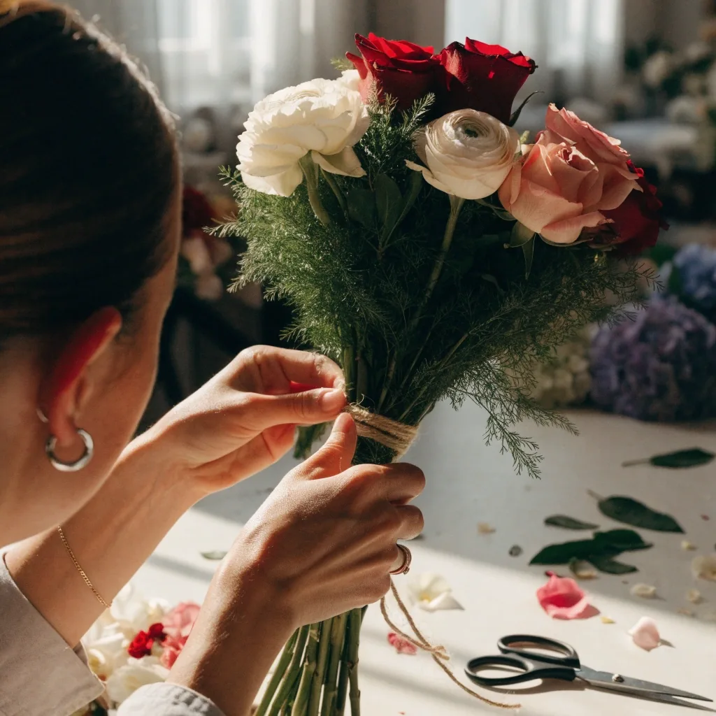 Bouquet frais préparé par un fleuriste Interflora à Paris